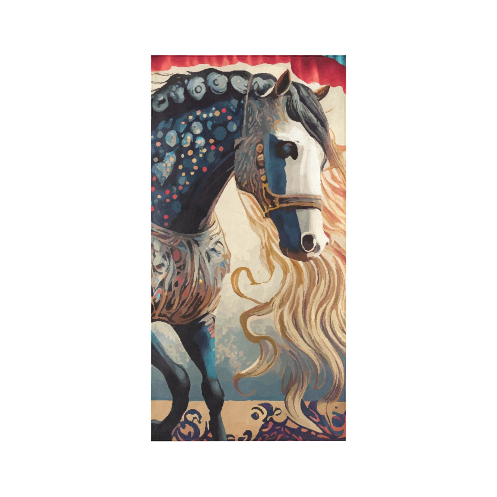 Bejeweled Horse with Long Mane Beach Towel 30