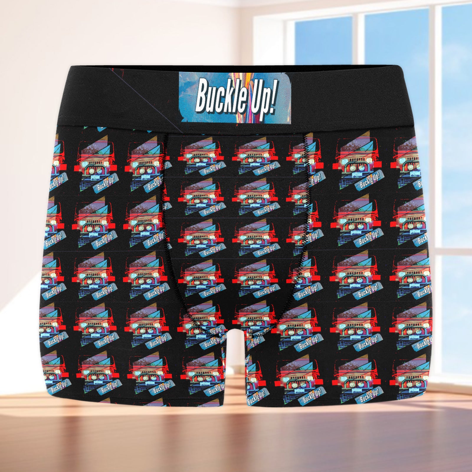 Men's Buckle Up! Four Wheel Drive Boxer Briefs with Custom Waistband