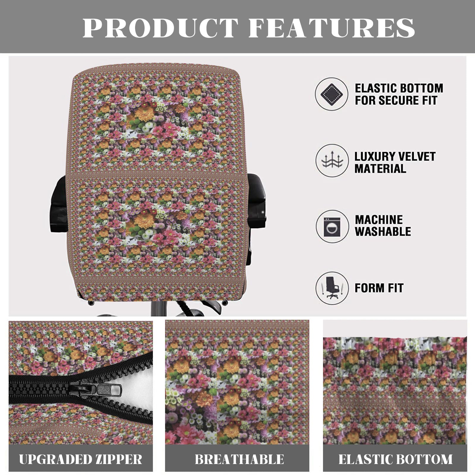 Floral Handkerchief Pattern Office Chair Cover (Made in the USA)