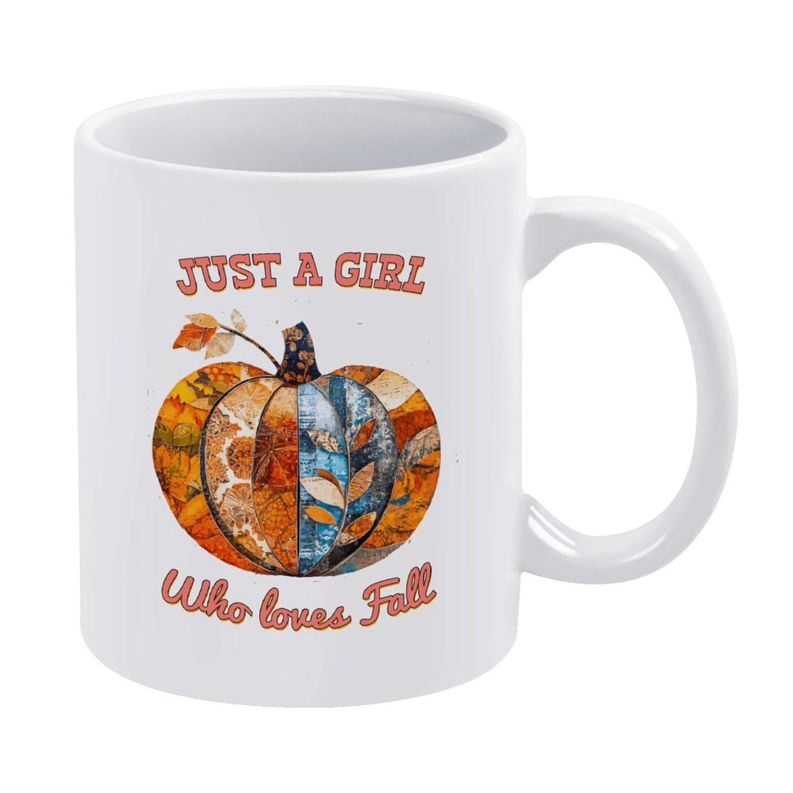 Just a Girl Who Loves Fall Pumpkins 14oz White Ceramic Mug with Handle