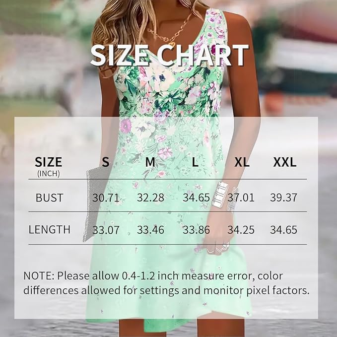 Women's Summer Sleeveless Boho Floral Print Tank Sundress