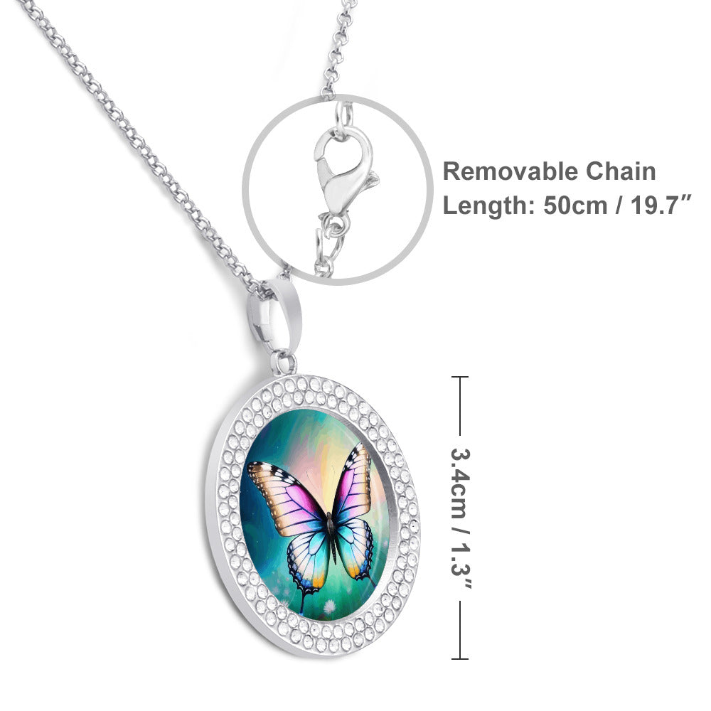 Printed Design Multicolored Diamond Pendant & Necklace