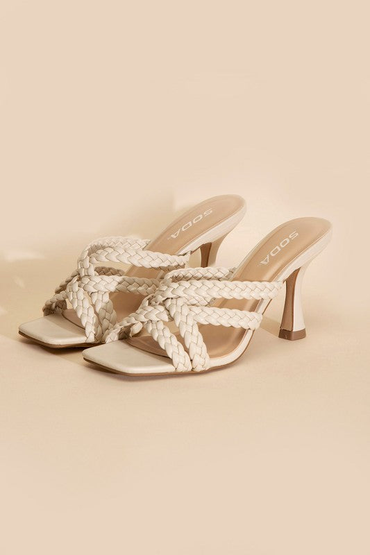 KELLAN-S Double Cross Braided Heel Sandals