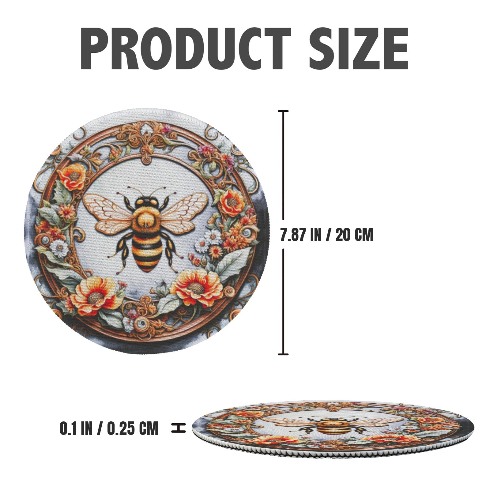 Bumble Bee in Frame Round Placemat (Made in USA)