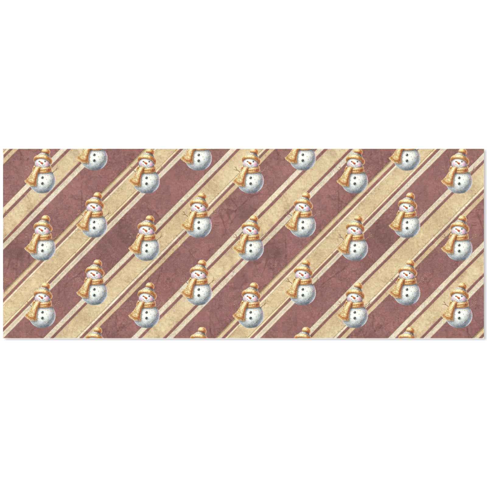Red Stripes Gold Snowman 2 Rolls Custom Gift Wrapping Paper - 58