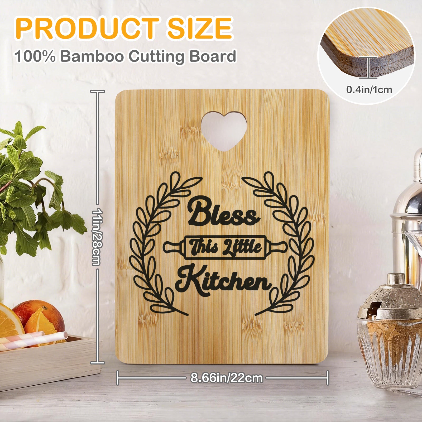 Bless This Little Kitchen Custom Rectangle Bamboo Cutting Board (One Side Printing) | Ships from USA