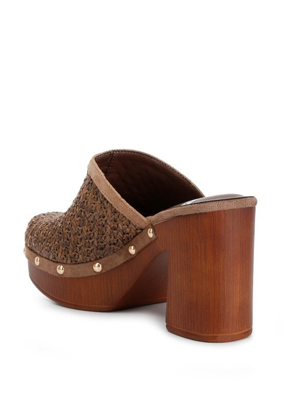 Women's Jeydena Raffia Platform Clogs