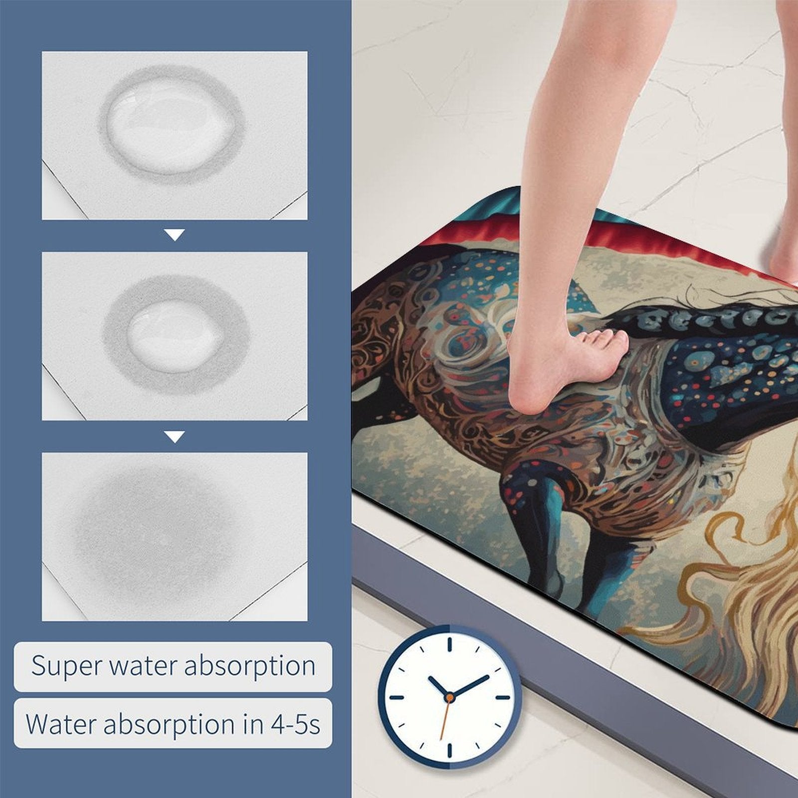 Bejeweled Horse Design Diatomaceous Earth Bath Mat 35.4