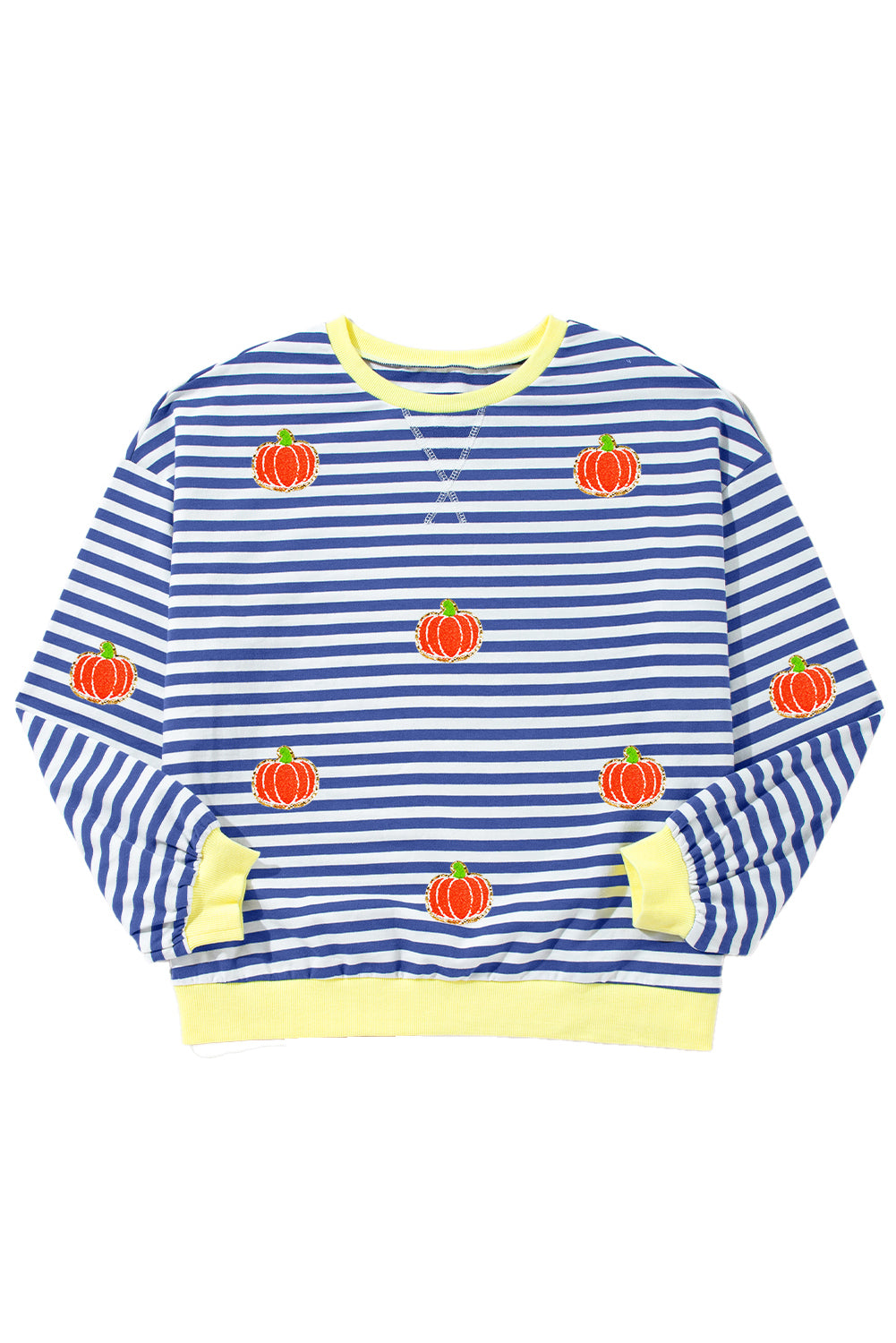 Women's Pumpkin Striped Long Sleeve Sweatshirt