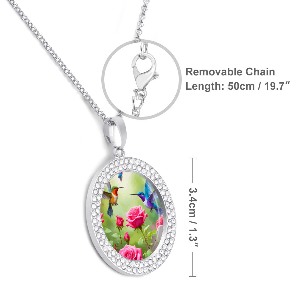 Printed Design Multicolored Diamond Pendant & Necklace