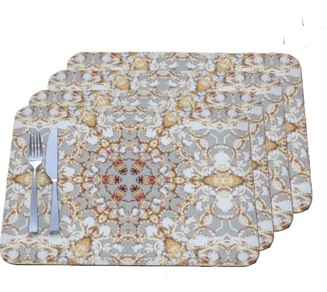 Intricate Gold Design Vegan Leather Placemat