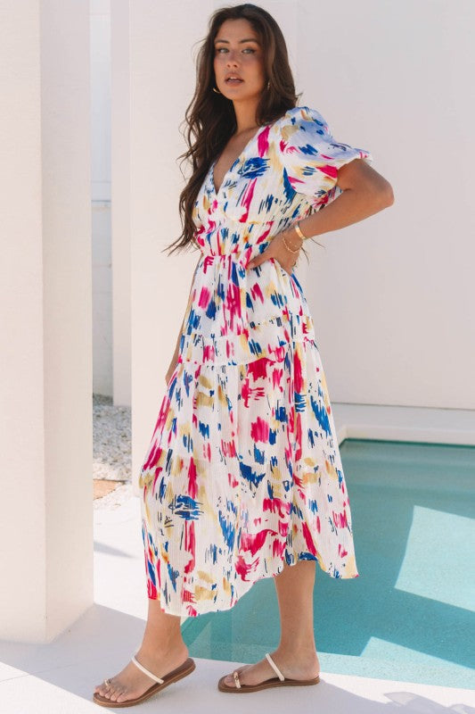 Nyomi Short Puff Sleeve Tiered Maxi Dress