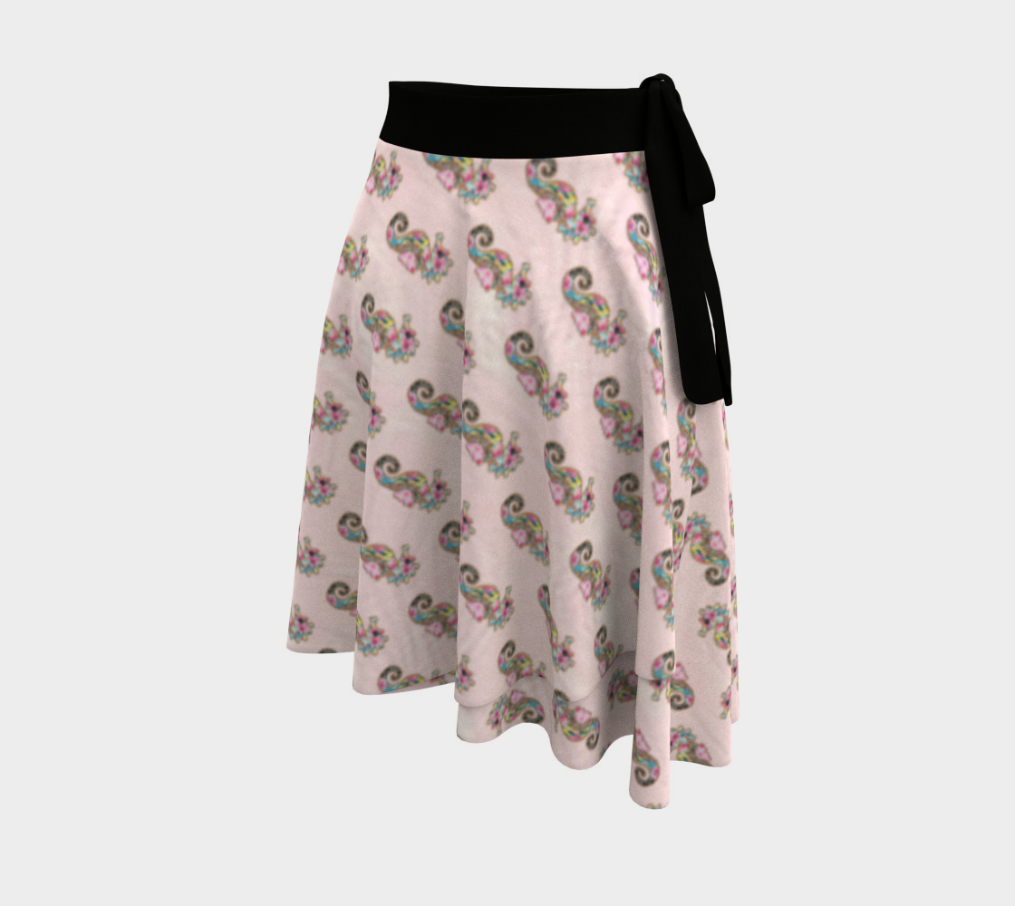 Seahorses on Pink Wave Short Wrap Skirt
