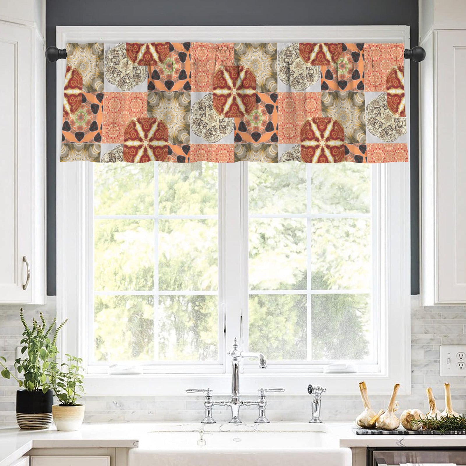 Crazy Quilt Heritage Revival Short Window Valance 60x18inch (Made in USA）