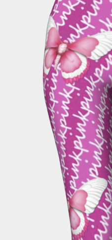 Pink Text and Butterflies Long Leggings