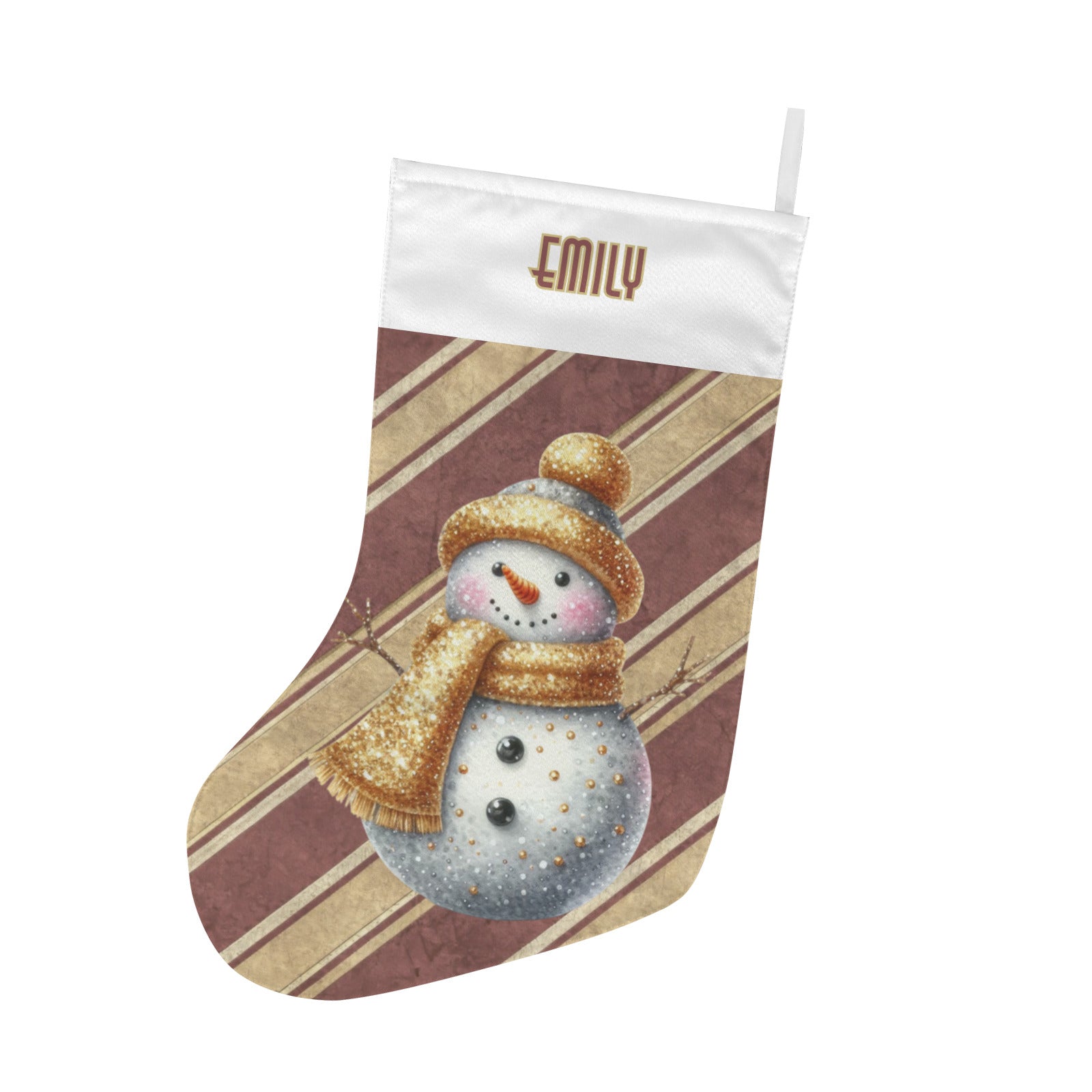 Personalizable Sparkly Snowman Christmas Stocking (Made in USA)
