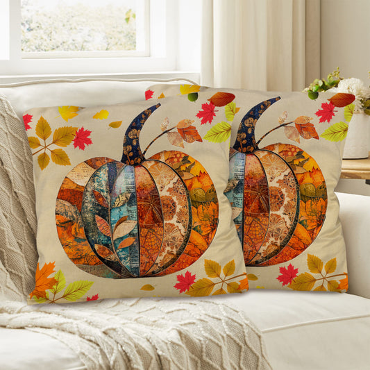 Fall Pumpkins with Leaves of Pillow Covers Indoor Throw Pillowcases (Made in USA)