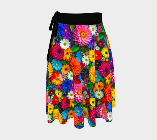 Colorful Floral Pattern Wrap Short Skirt