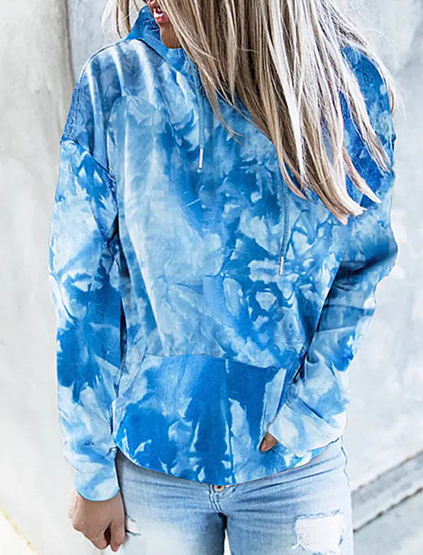 Plus Size Tie-dye Printed Hooded Sweatshirt for Women