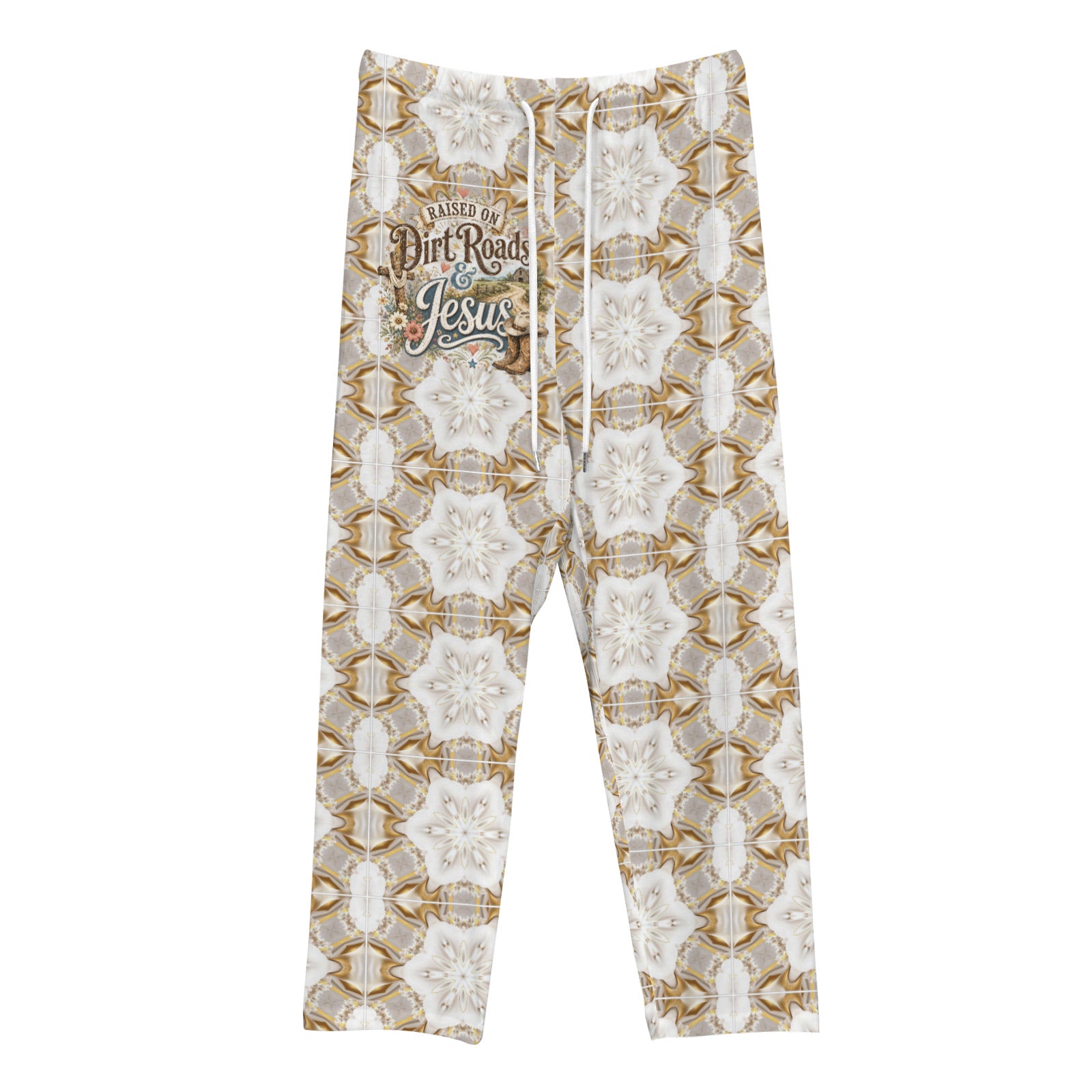 Raised on Dirt Roads and Jesus Women's Drawstring Lounge Pants Without Pockets (Model L84)