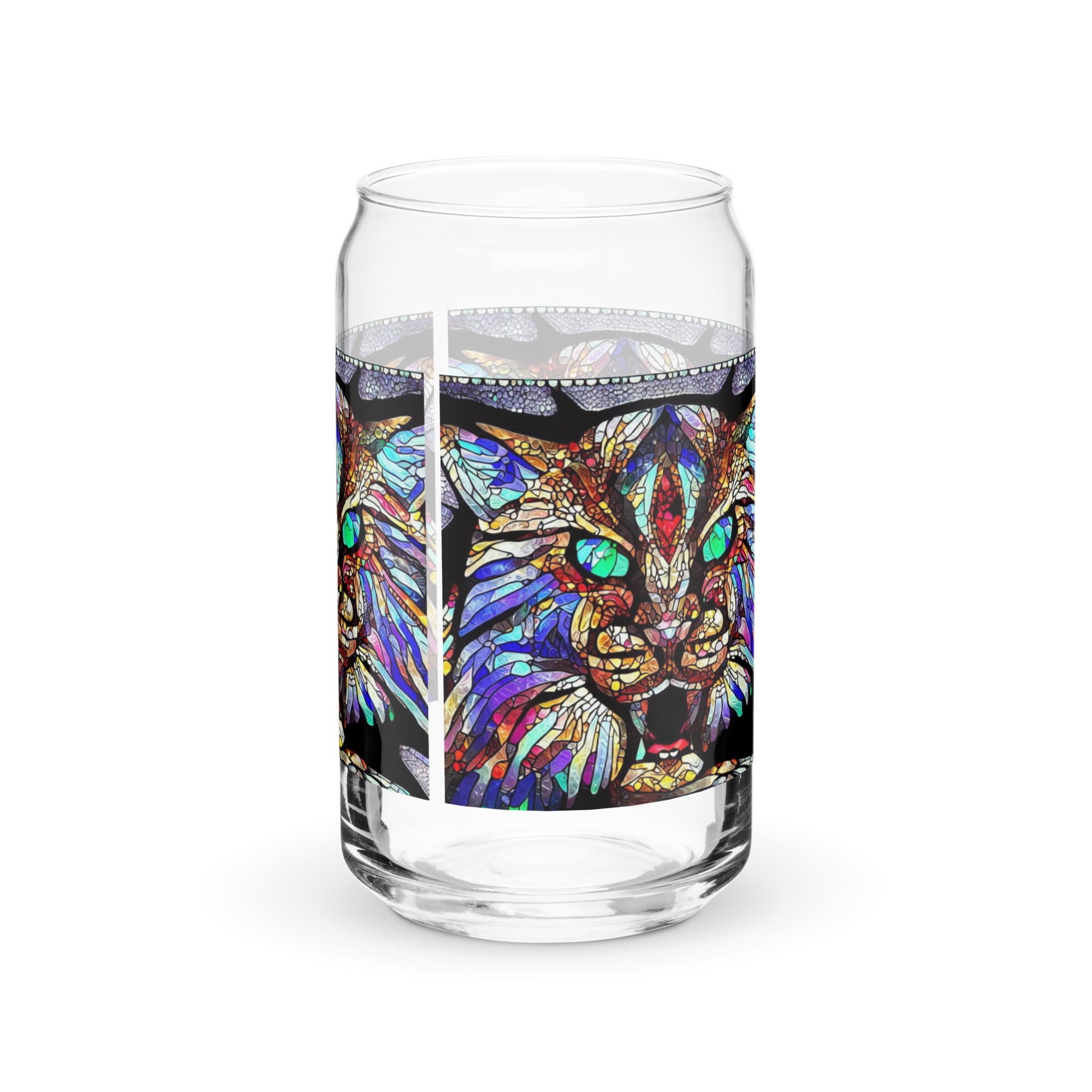 Stained Glass Wildcat Can-shaped glass 16 oz