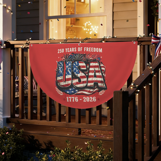 250 Years of Freedom Semi Circle Flag 36" x 18" | Ships from USA