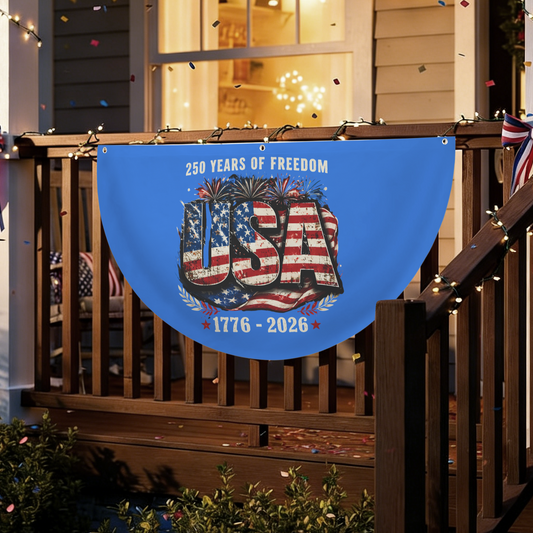 250 Years of Freedom Semi Circle Flag 36" x 18" | Ships from USA