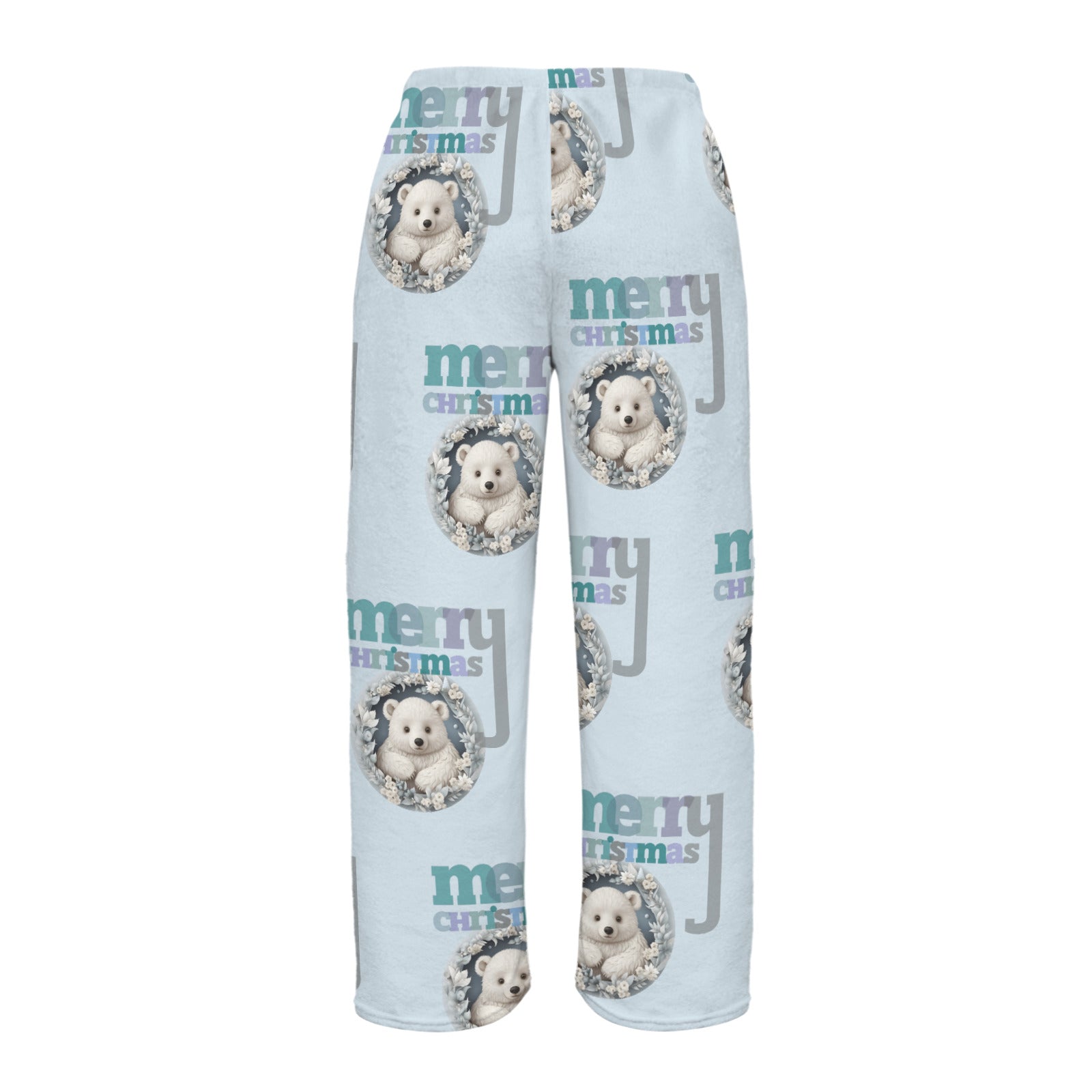 Cute Polar Bear Women's Blue Flannel Pajama Pants (Made in USA)