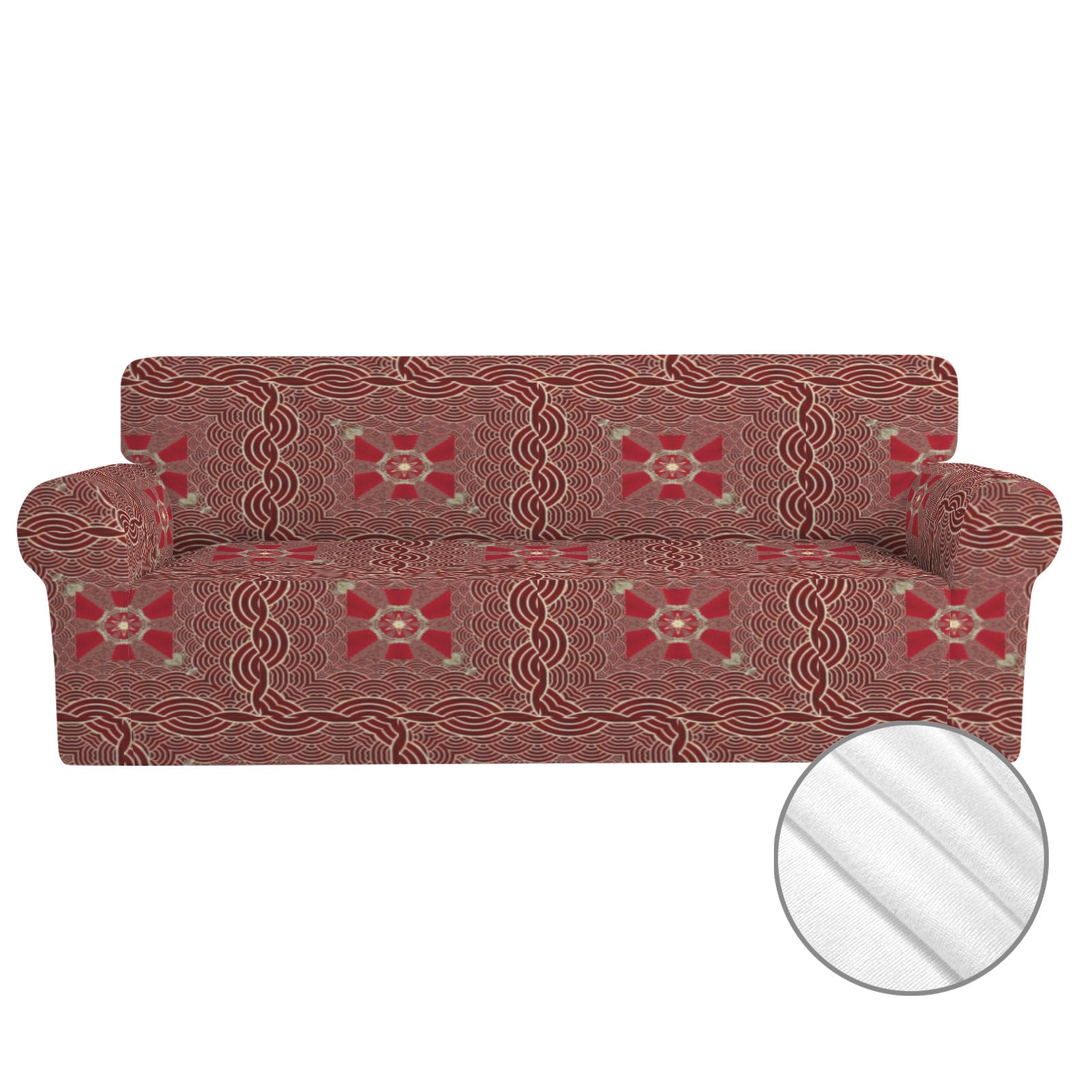 Maroon with Gold Chains 3-Seater Sofa Cover | Ships from USA