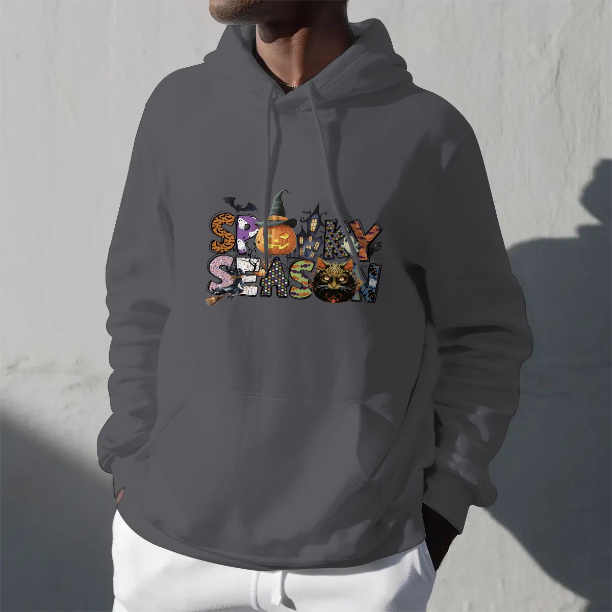 Halloween Spooky Season Unisex Fleece Hoodie with Drawstring