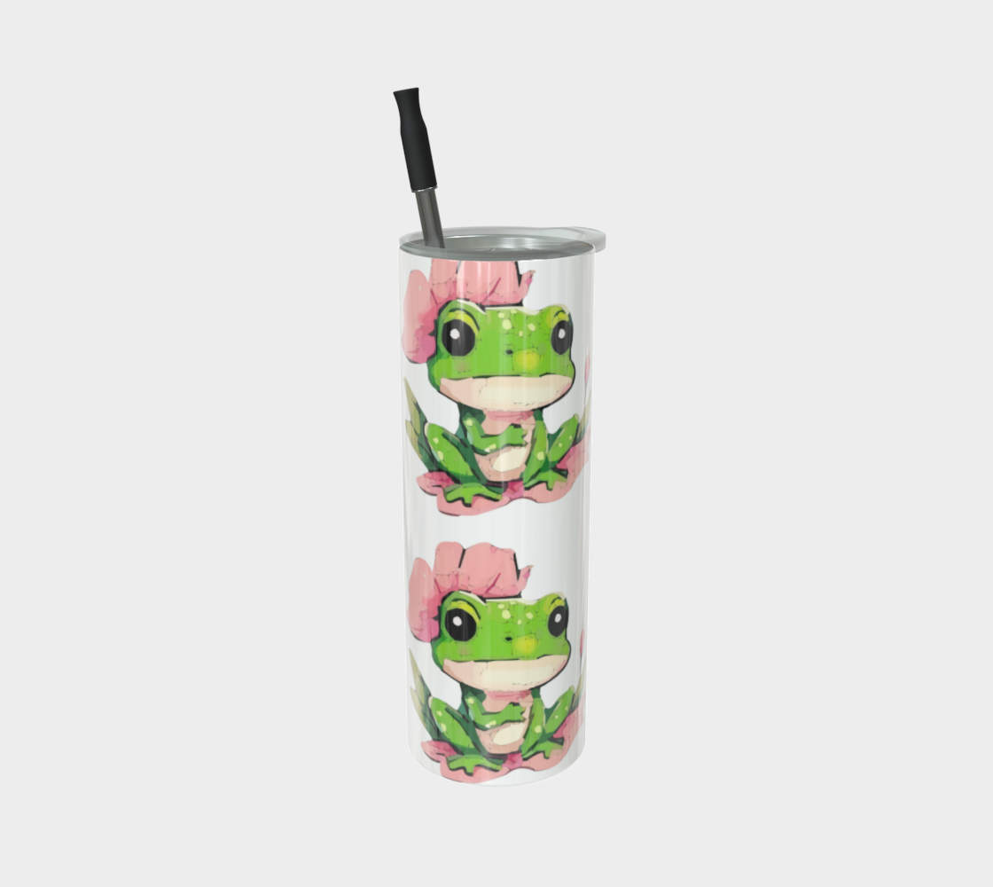 Green Frog on Pink  Lily Pad 20 oz Tumbler