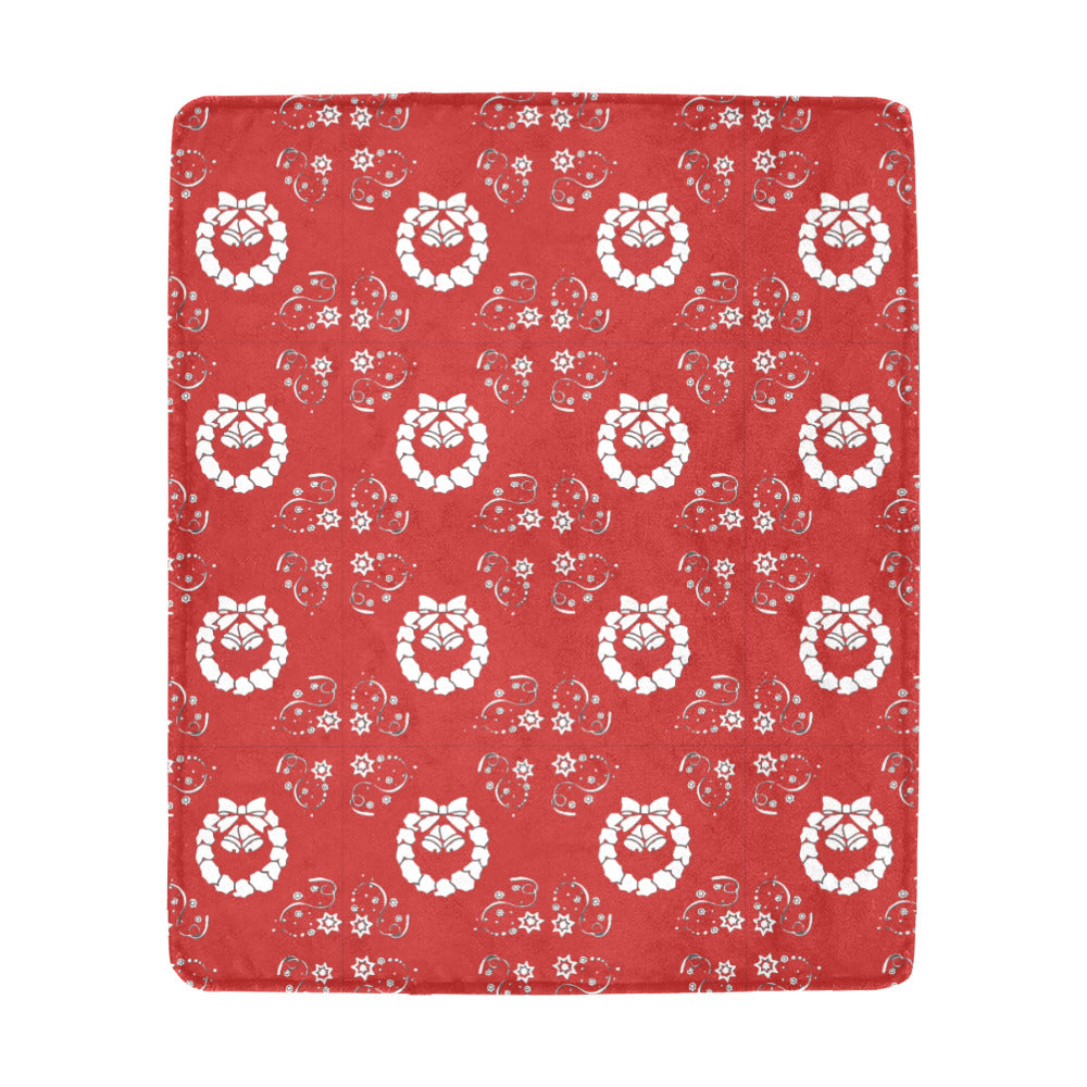 Christmas Wreathes on Red Ultra-Soft Micro Fleece Blanket 50