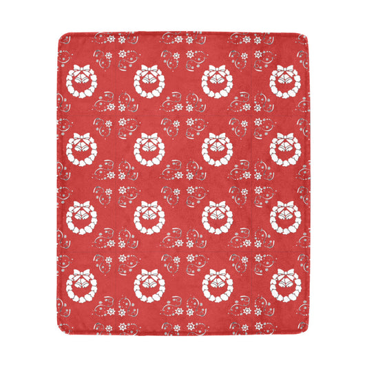 Christmas Wreathes on Red Ultra-Soft Micro Fleece Blanket 50" x 60" (Made in USA)