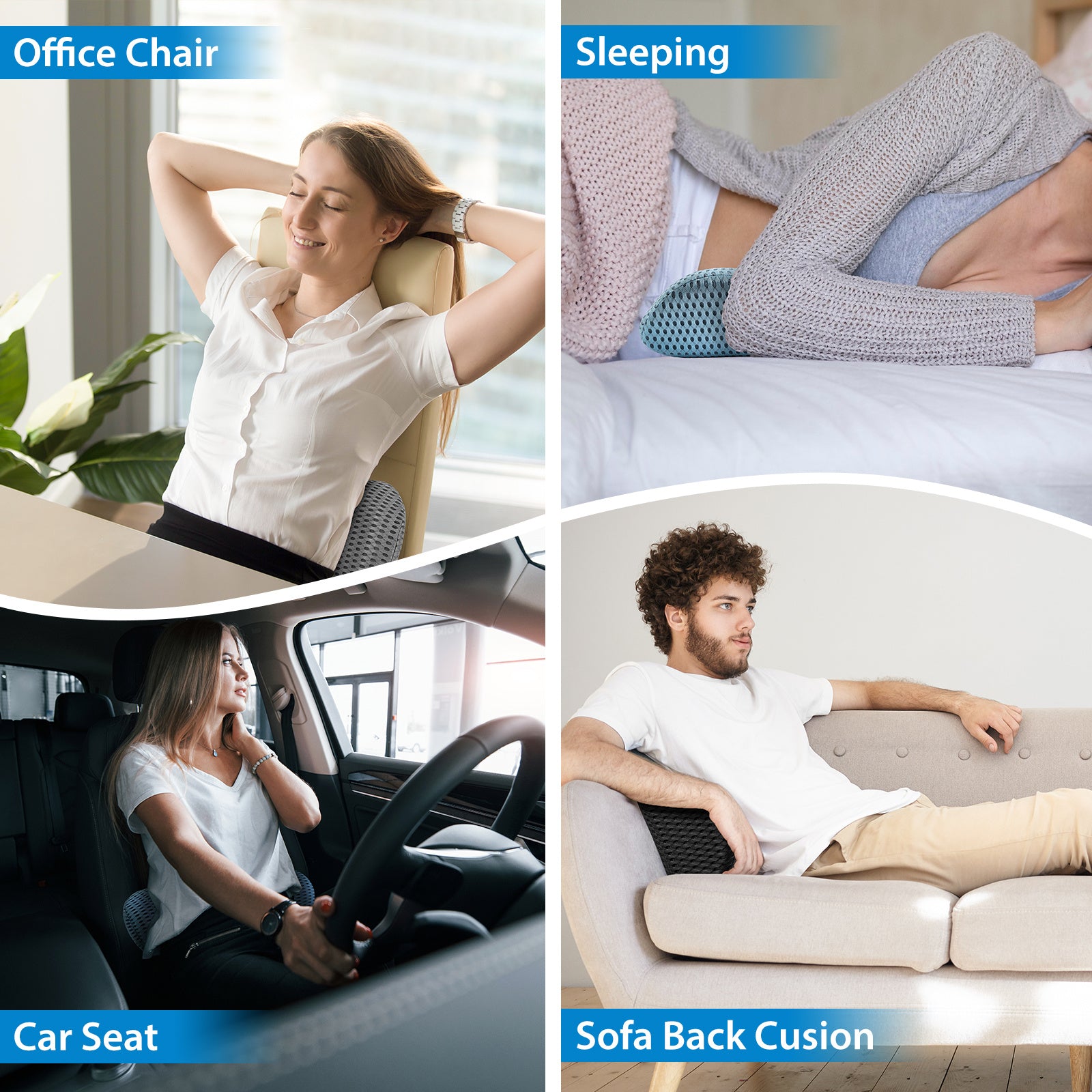 Memory Foam Lumbar Support Pillow For Home and Office