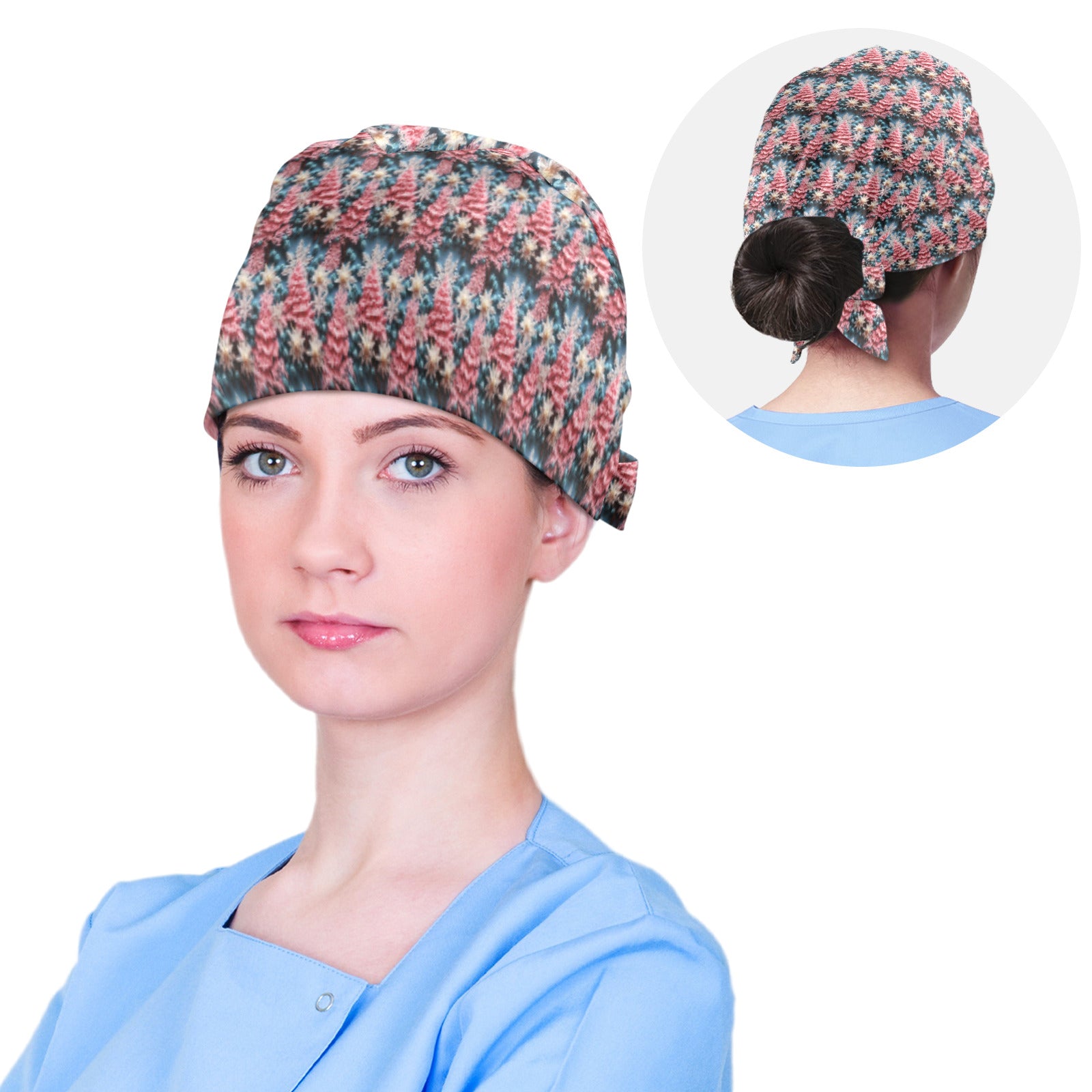 Pink Christmas Trees Medical Scrub Cap (Made in USA)