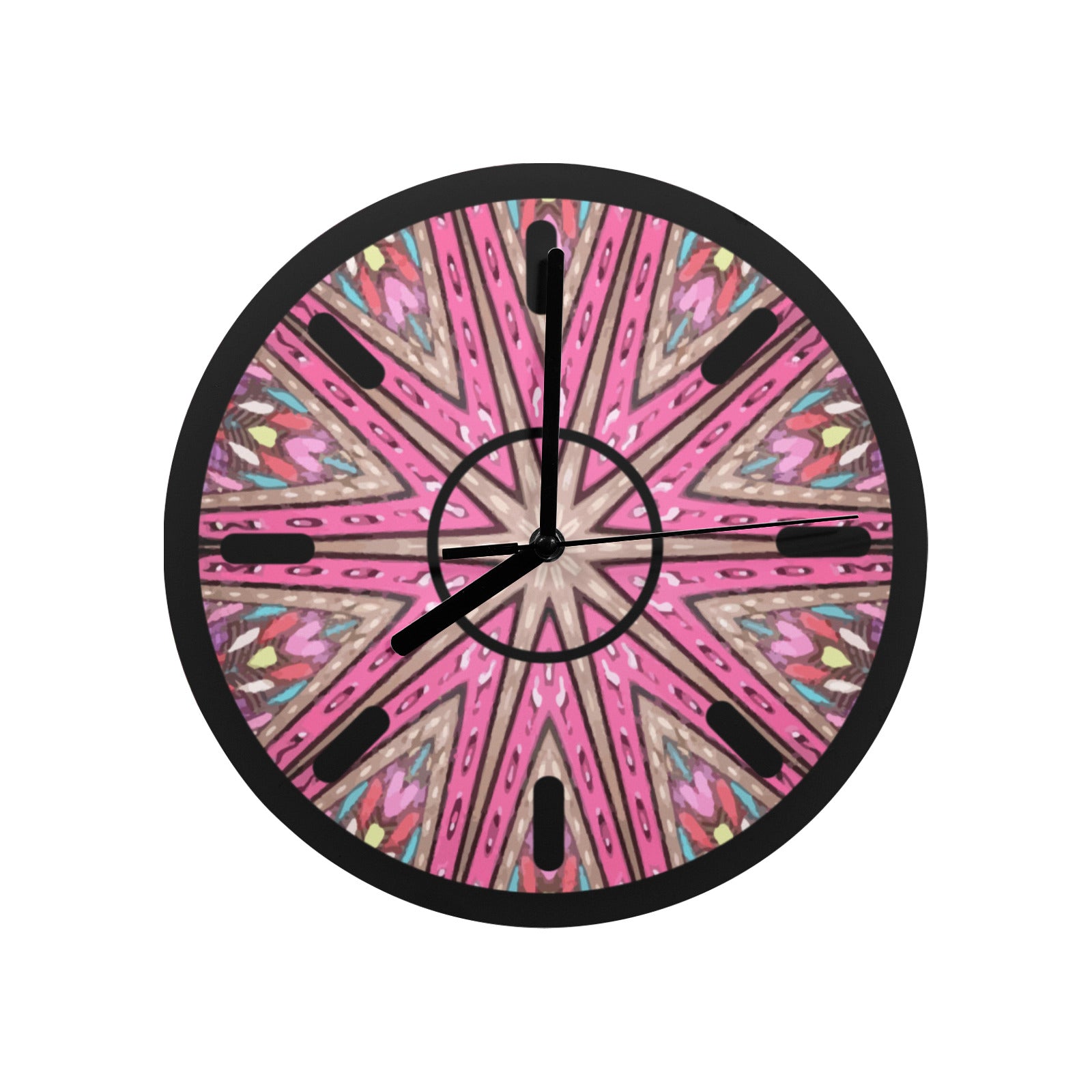 Pink Star with Silver Accents Wall Clock (Made in USA)