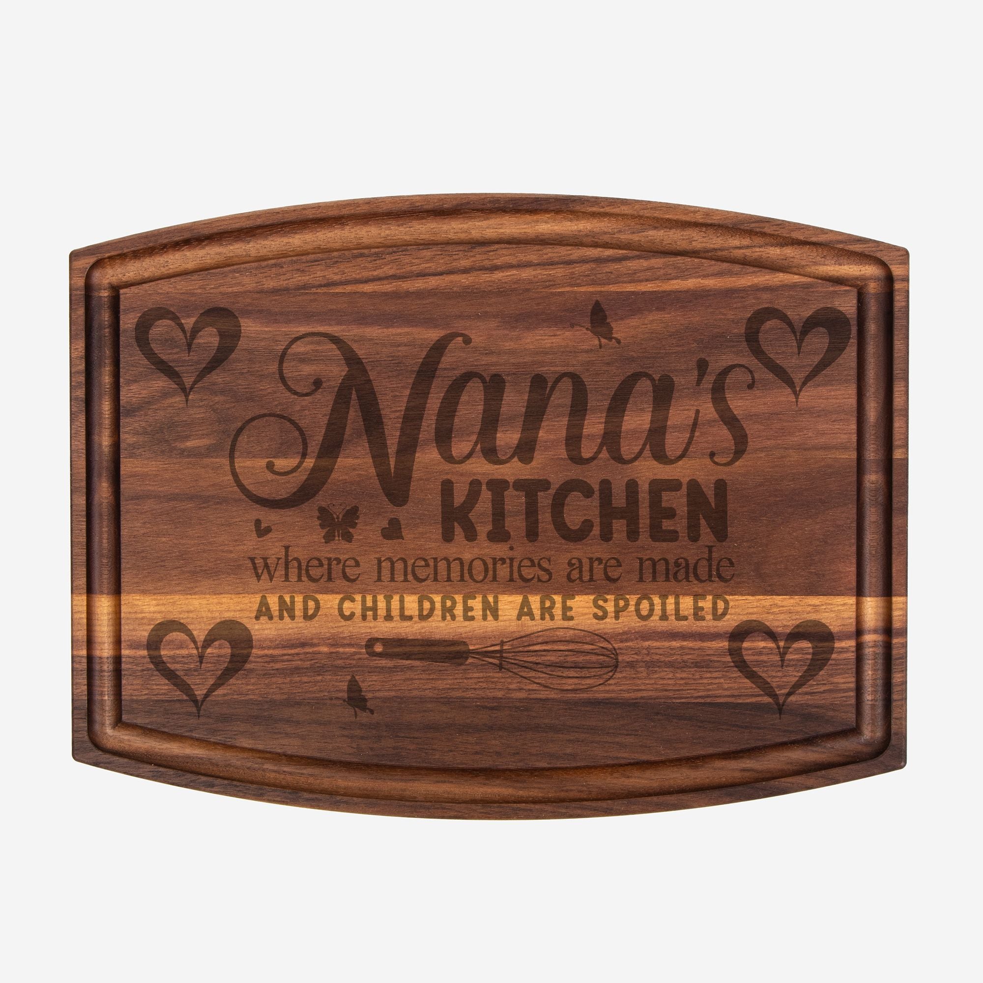 Nana's Kitchen Arched Wood Cutting Board with Groove - 12