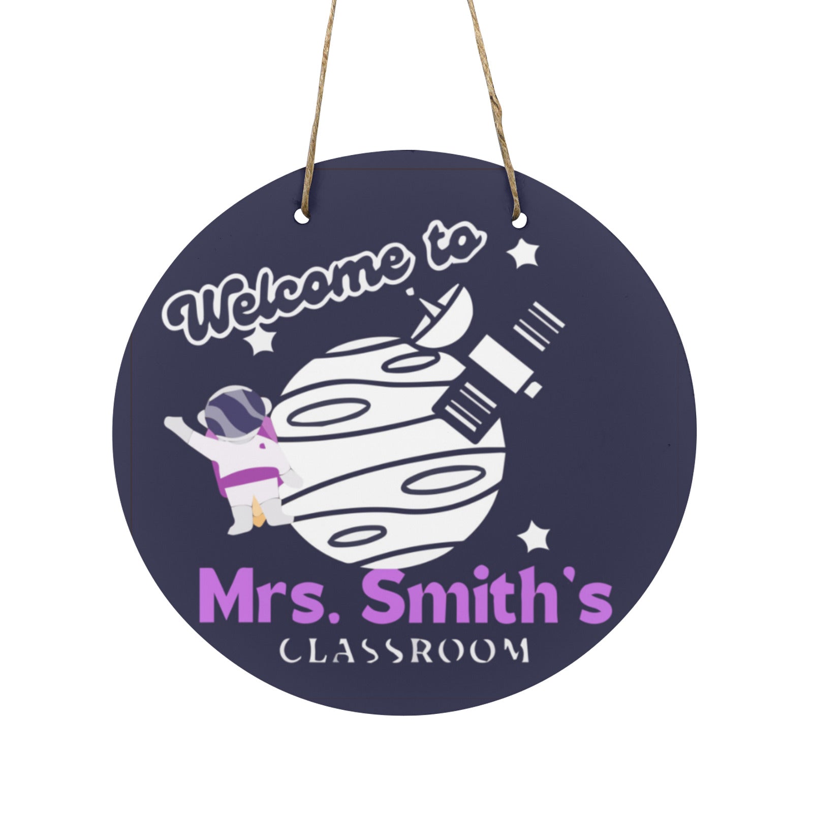 Classroom Welcome Round Wooden Sign 11.8'' (Made in USA)