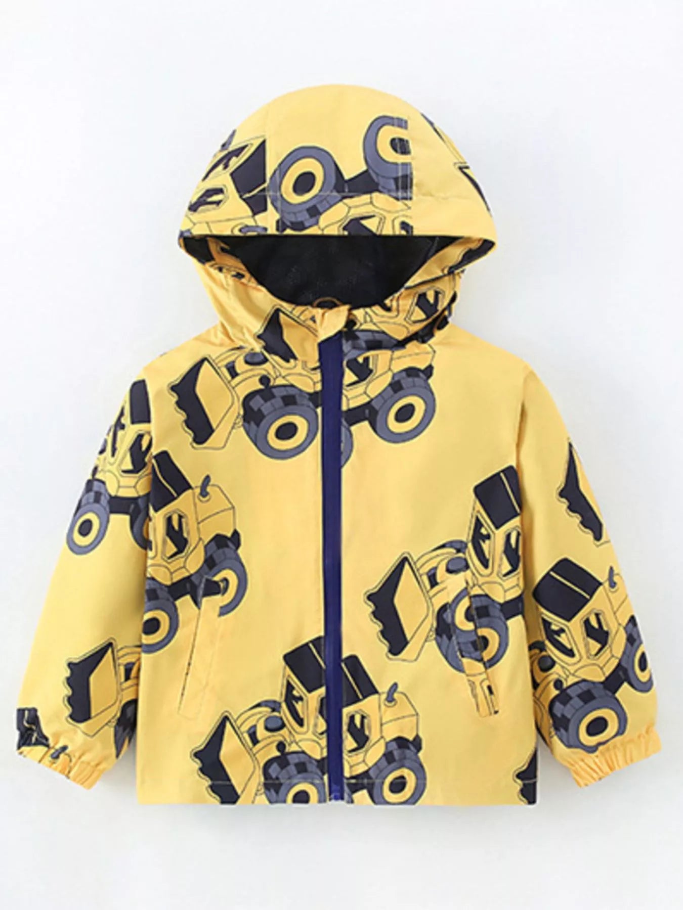 Children's Cartoon Excavator Printed Lightweight Hooded Jacket