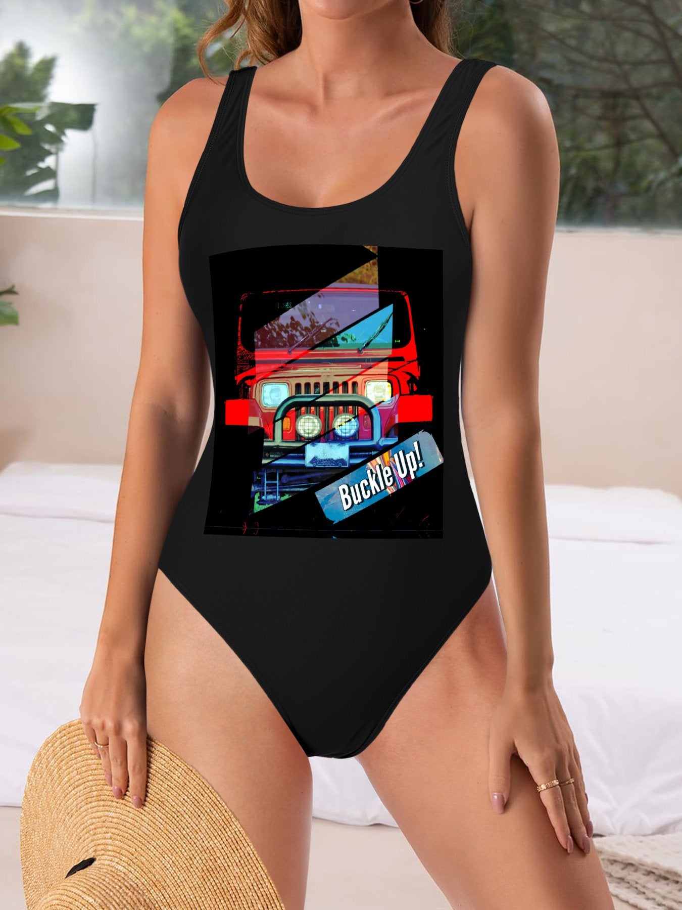 Buckle Up! 4-wheel Drive Athletic Strap One-Piece Swimsuit for Women