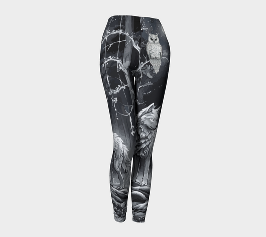 Ethereal Wolf in the Moonlight Printed Long Yoga Leggings