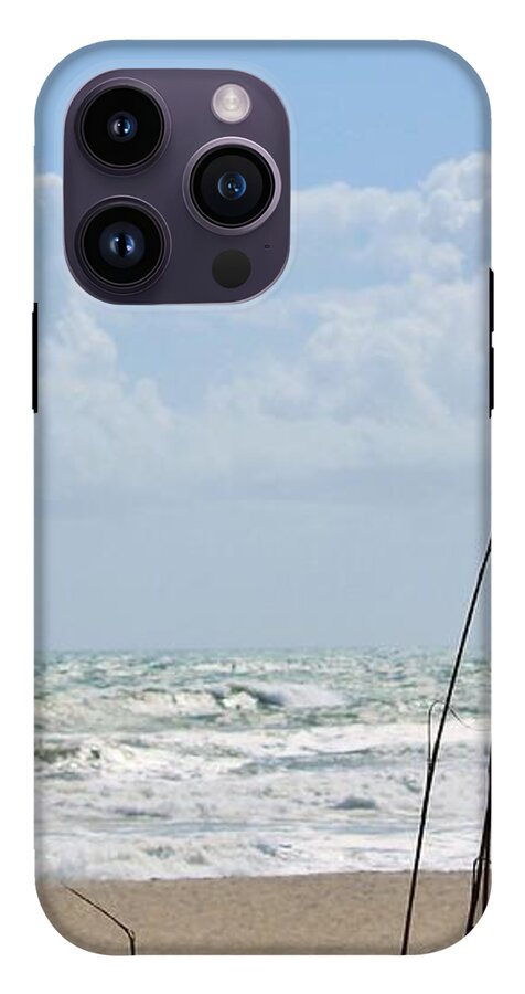 Cloudy Seaside with Tall Grasses - Phone Case