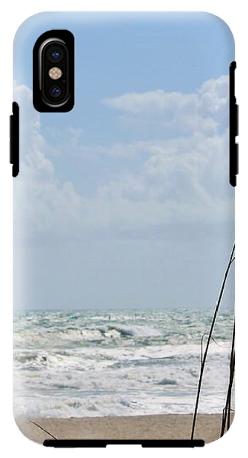 Cloudy Seaside with Tall Grasses - Phone Case