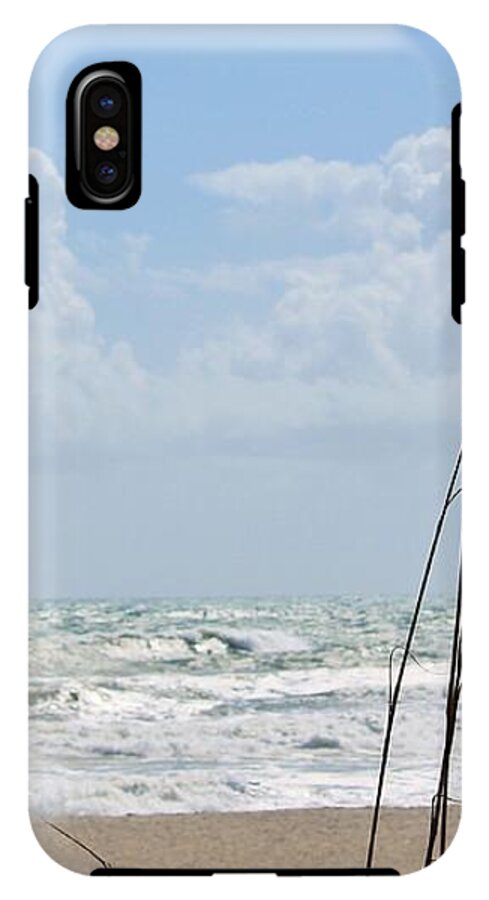 Cloudy Seaside with Tall Grasses - Phone Case
