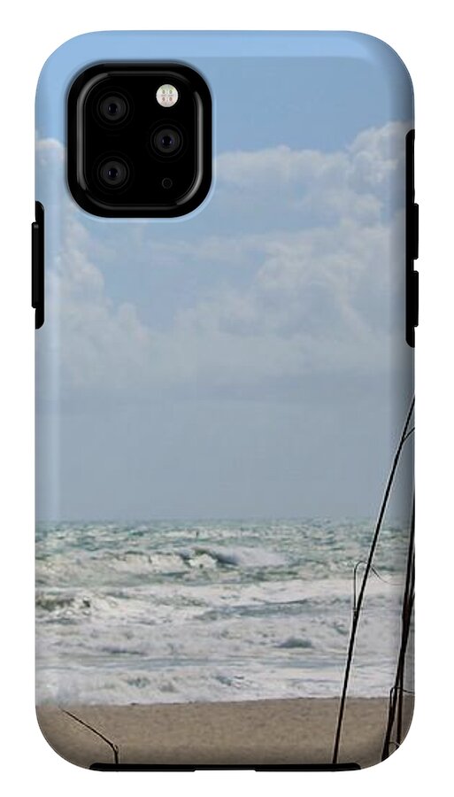 Cloudy Seaside with Tall Grasses - Phone Case