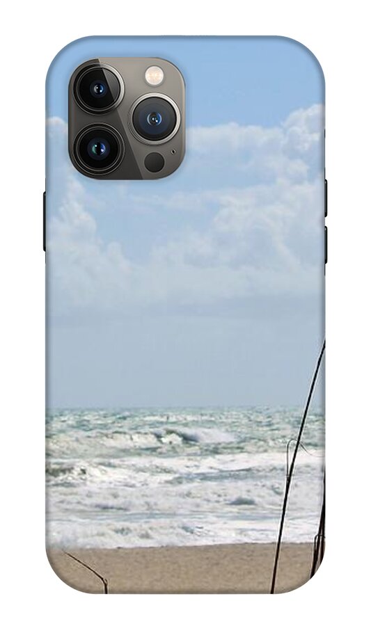 Cloudy Seaside with Tall Grasses - Phone Case