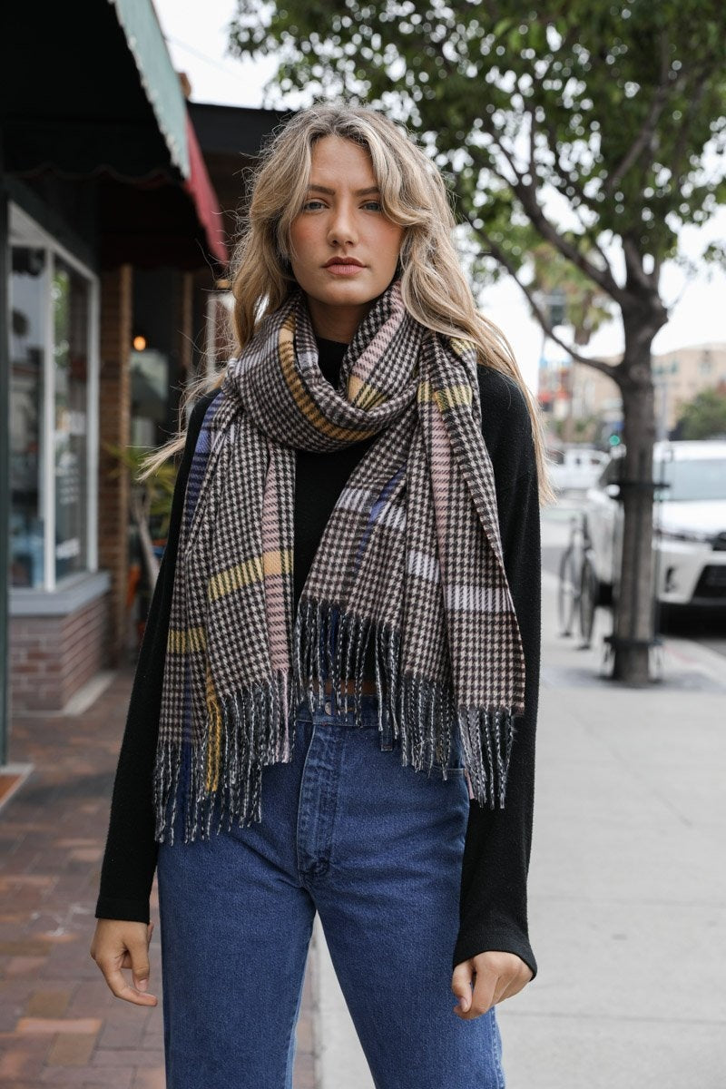 Colorblock Stripe Tassel Scarf