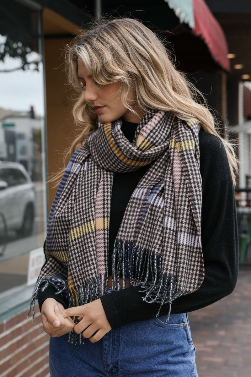 Colorblock Stripe Tassel Scarf