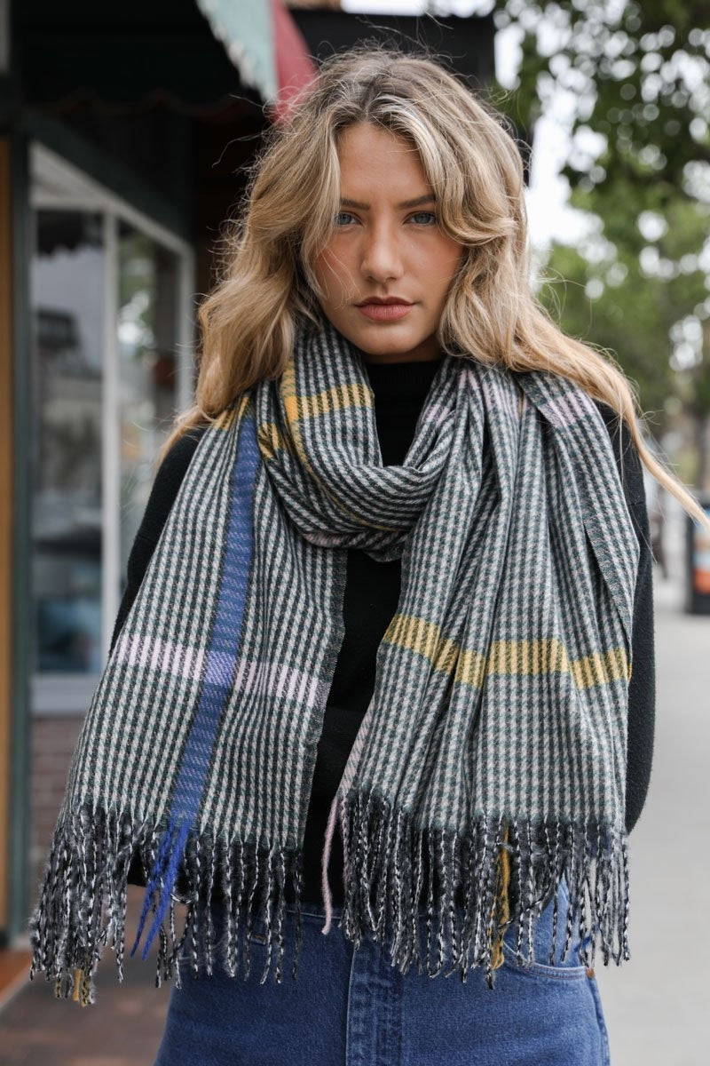 Colorblock Stripe Tassel Scarf