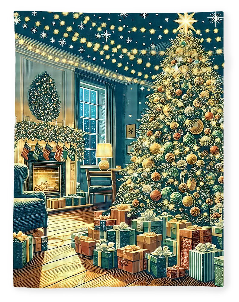 Cozy Christmas Living Room Design Blanket